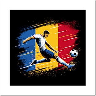 Dynamic Romania Soccer Star in Action - Vector Design Posters and Art